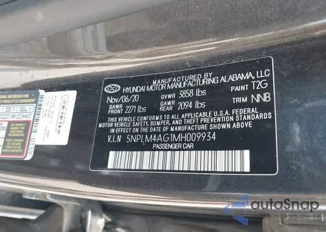 2021 Hyundai Elantra Sel из США, поврежденный, VIN 5NPLM4AG1MH009934